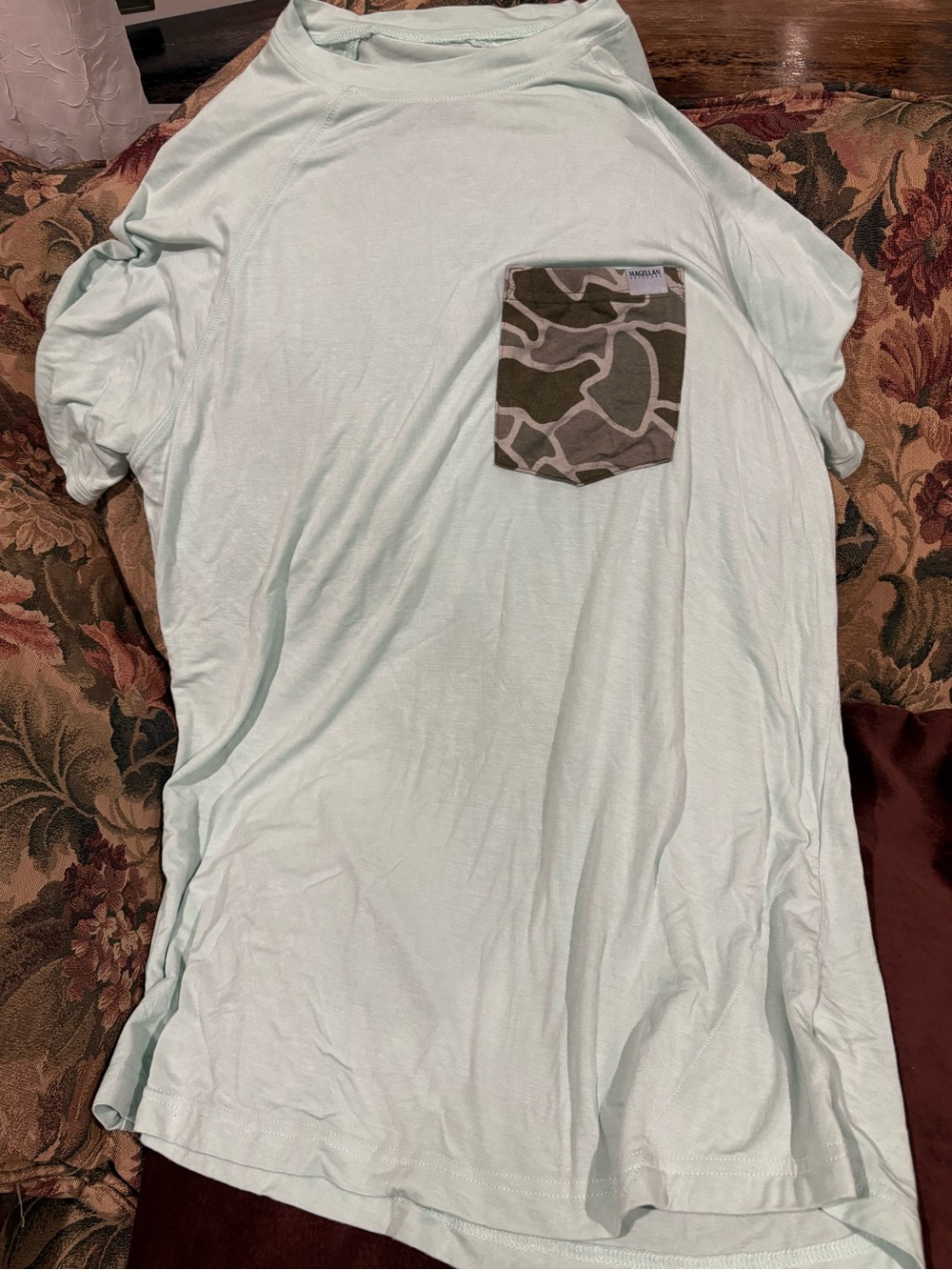 Magellan Outdoors Mint Green Short-Sleeve Tee with Camo Pocket